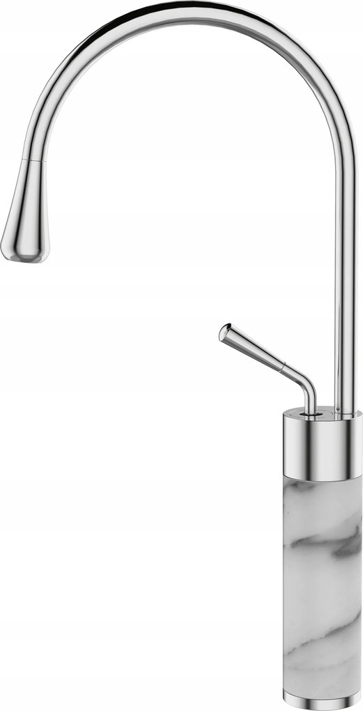 Mosdó Csaptelep Mozgatható Kifolyócsővel Fehér Márvány