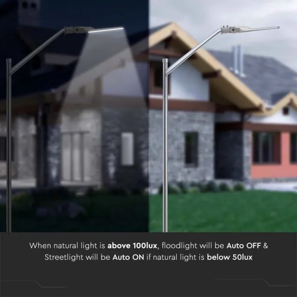 LED utcai lámpa szürkületérzékelővel LED/100W/230V 6500K IP65 szürke