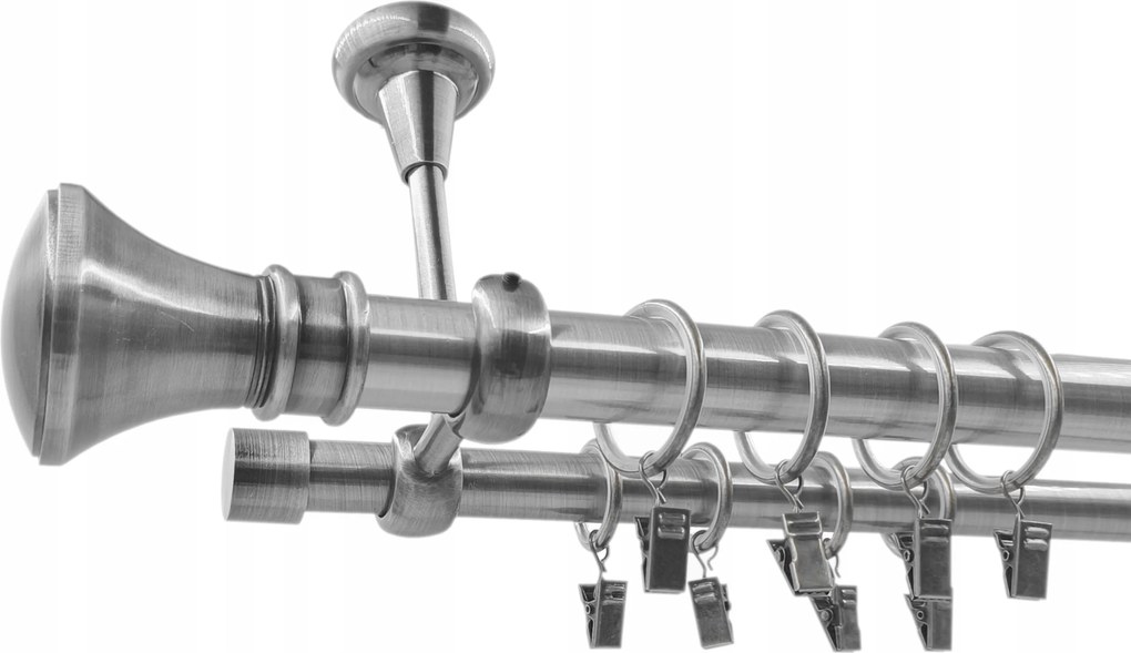 Dupla Mennyezeti Függönykarnis Fém 25+19 mm Ezüst nikkel 140 cm MIX végek