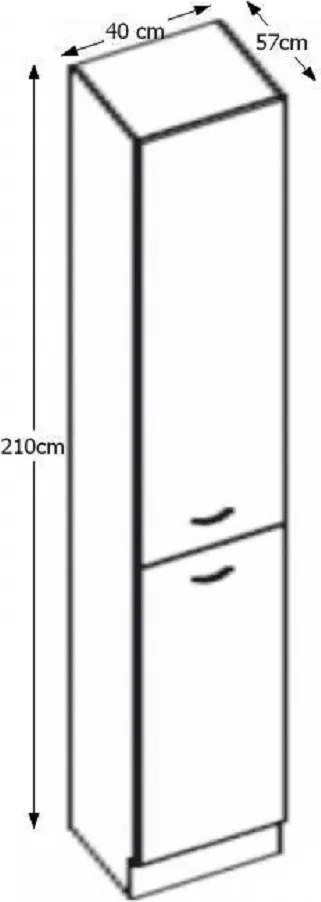 Magas kétajtós szekrény, szürke magasfényű/szürke, PRADO 40 DK-210