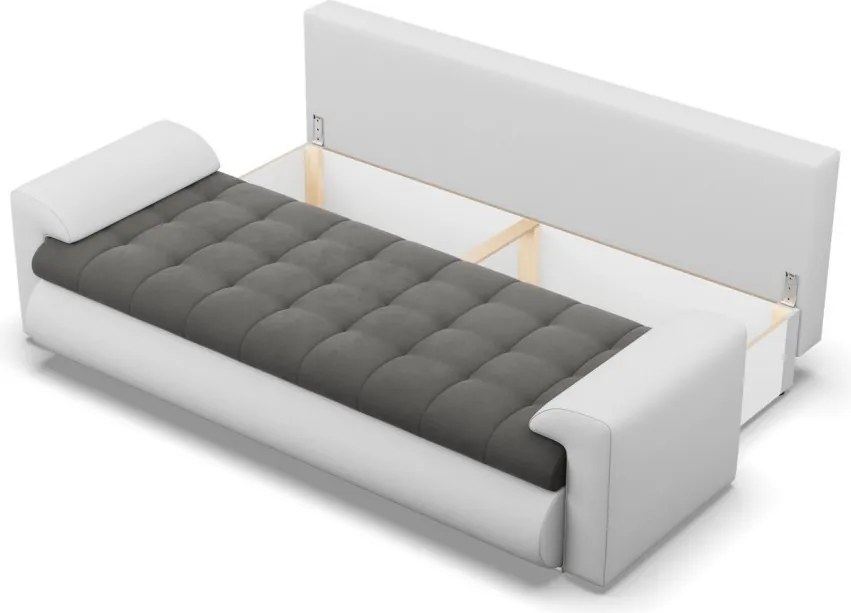 Tokio kanapéágy, bársony + műbőr, szürke - fehér