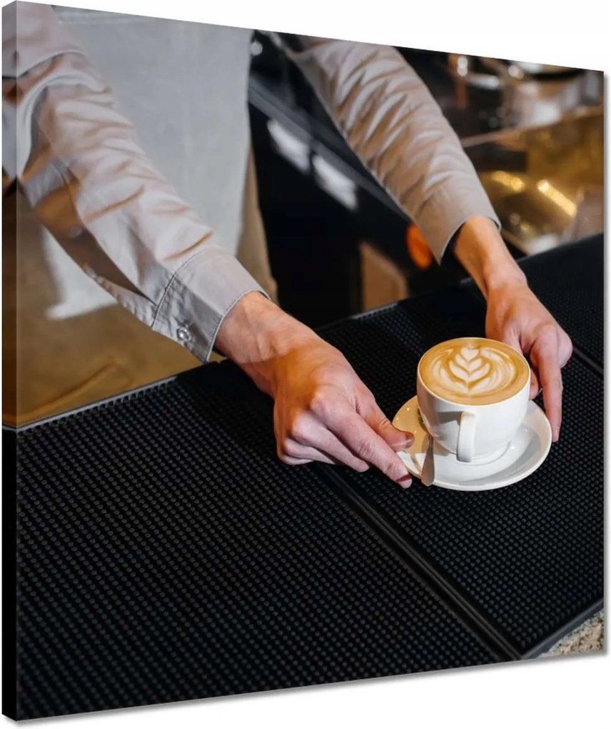 Vászonkép 40x40 Barista kávé tálalás
