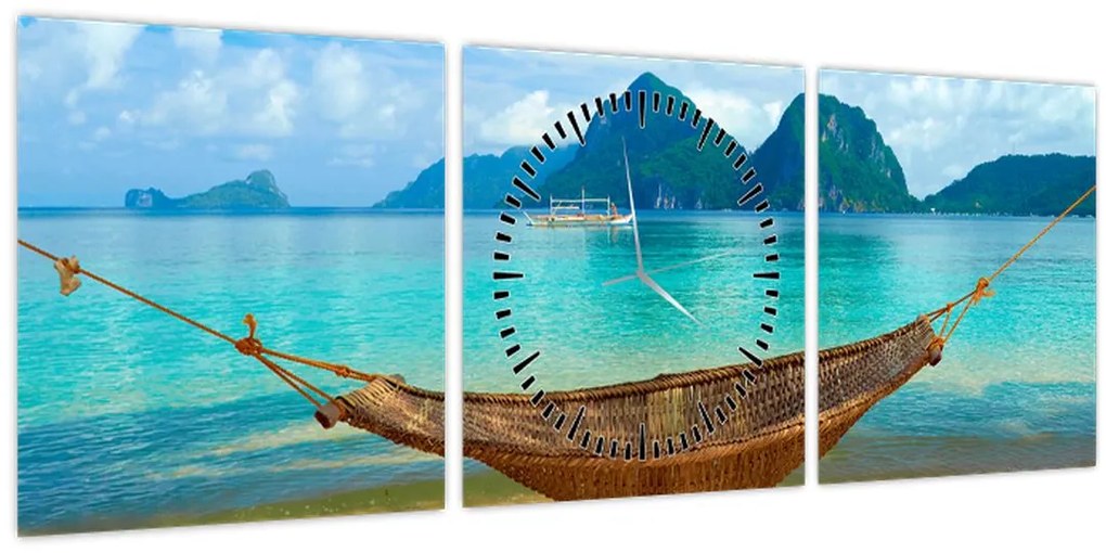 Kép egy függőágyról a tengerparton 3 (órával) (90x30 cm)
