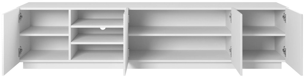 Asha fali TV-szekrény 200 cm, polccal - matt fehér