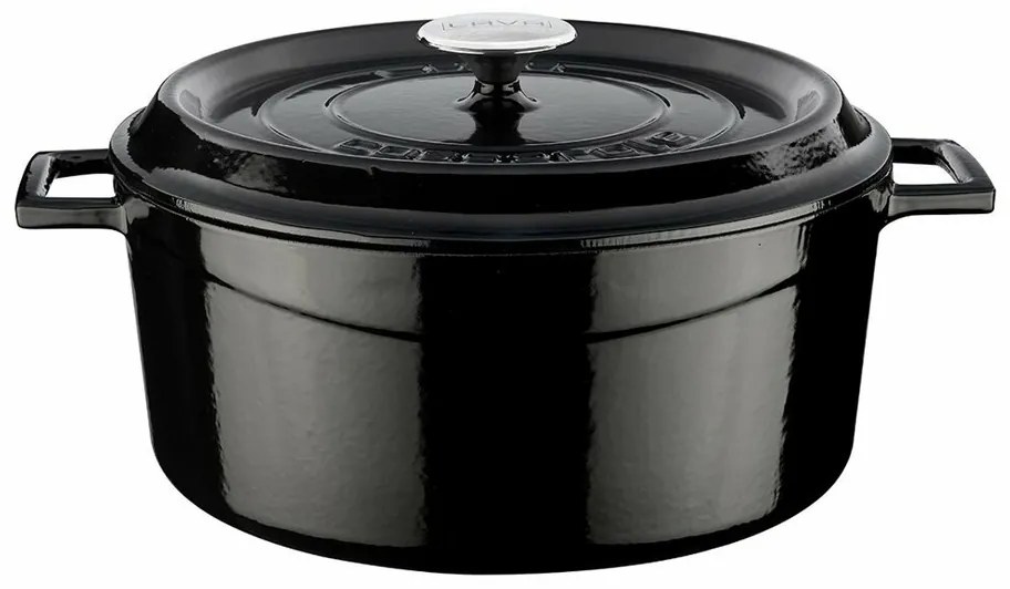 LAVA fém öntöttvas edény, 28 cm átmérőjű, fekete, 6,7 l