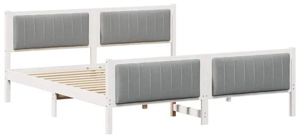 Ágykeret Fehér és világosszürke 180 x 200 cm Tömör fenyőfa