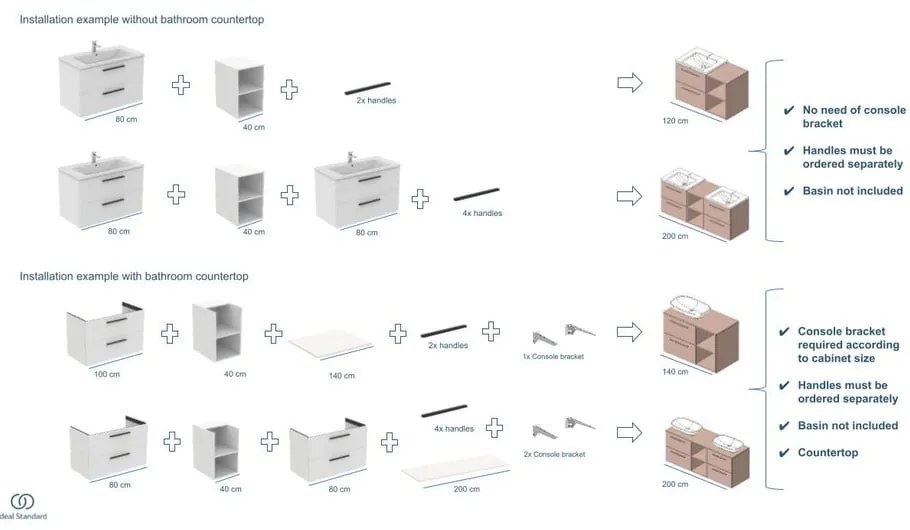 Natúr színű alacsony-fali fürdőszoba szekrény tölgyfa dekorral 40x63 cm i.Life B – Ideal Standard
