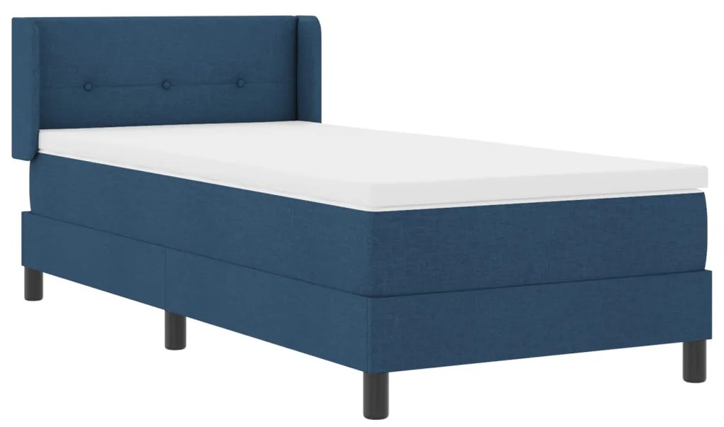 vidaXL Boxspring ágy matraccal Kék 90 x 190 cm Szövet és Mérnöki Fa
