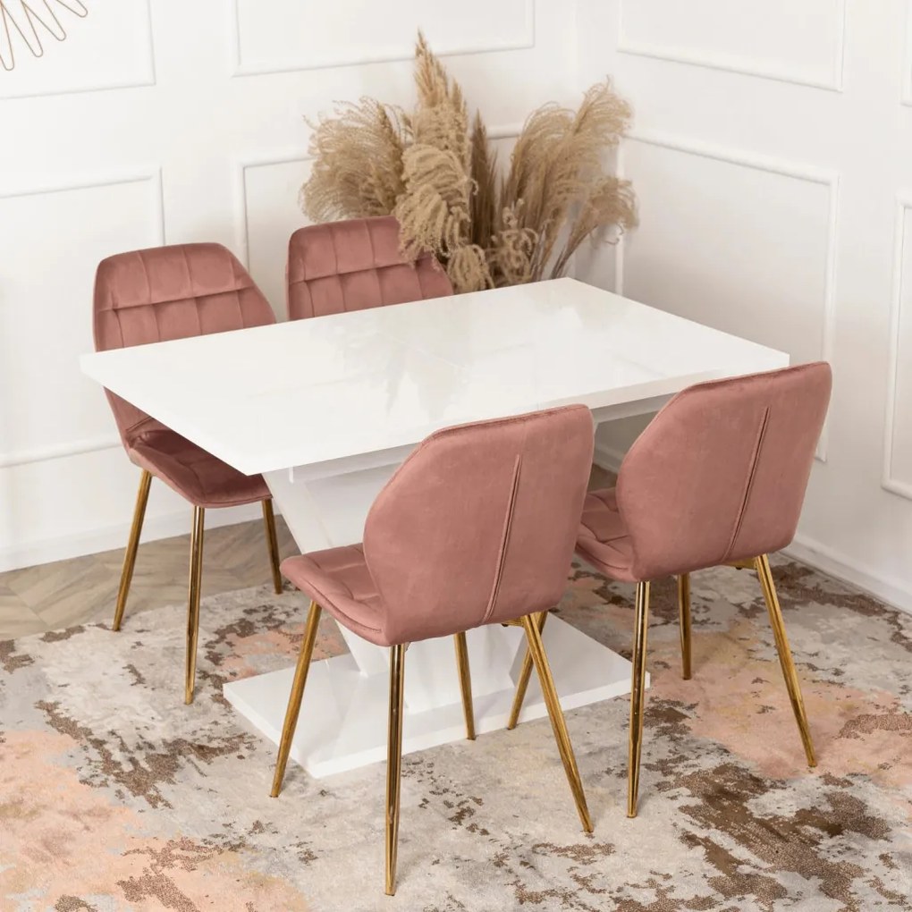 Magasfényű Fehér Bővíthető Étkezőasztal CLARK 120-160 cm