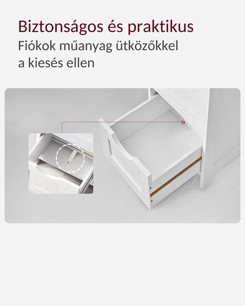 PAULA fürdőszobai szekrény 4 fiókkal, 30x30x82cm, fehér Vasagle