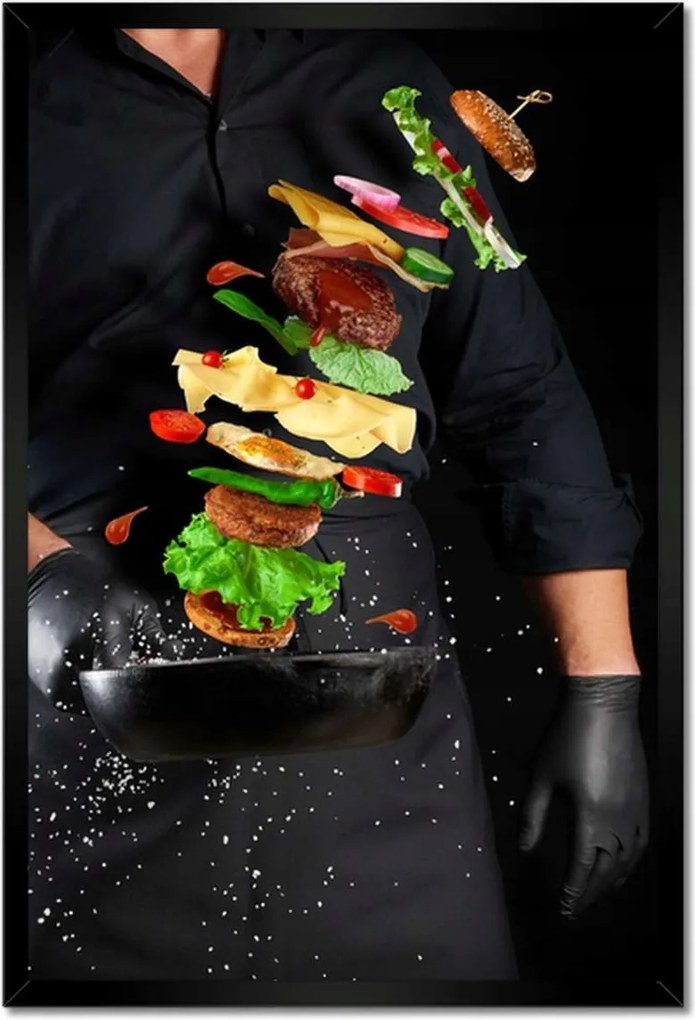 Poszterek keretben 40x60 Lebegő Burger serpenyő