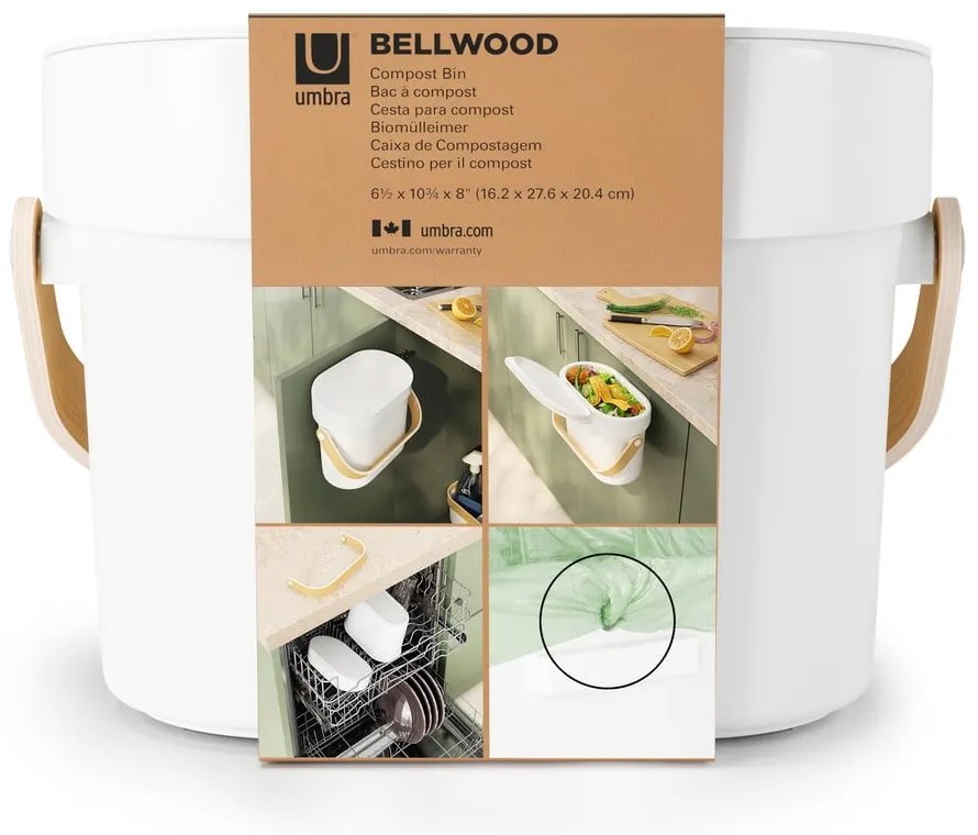 Fehér komposztálható hulladék gyűjtő 4 l Bellwood – Umbra