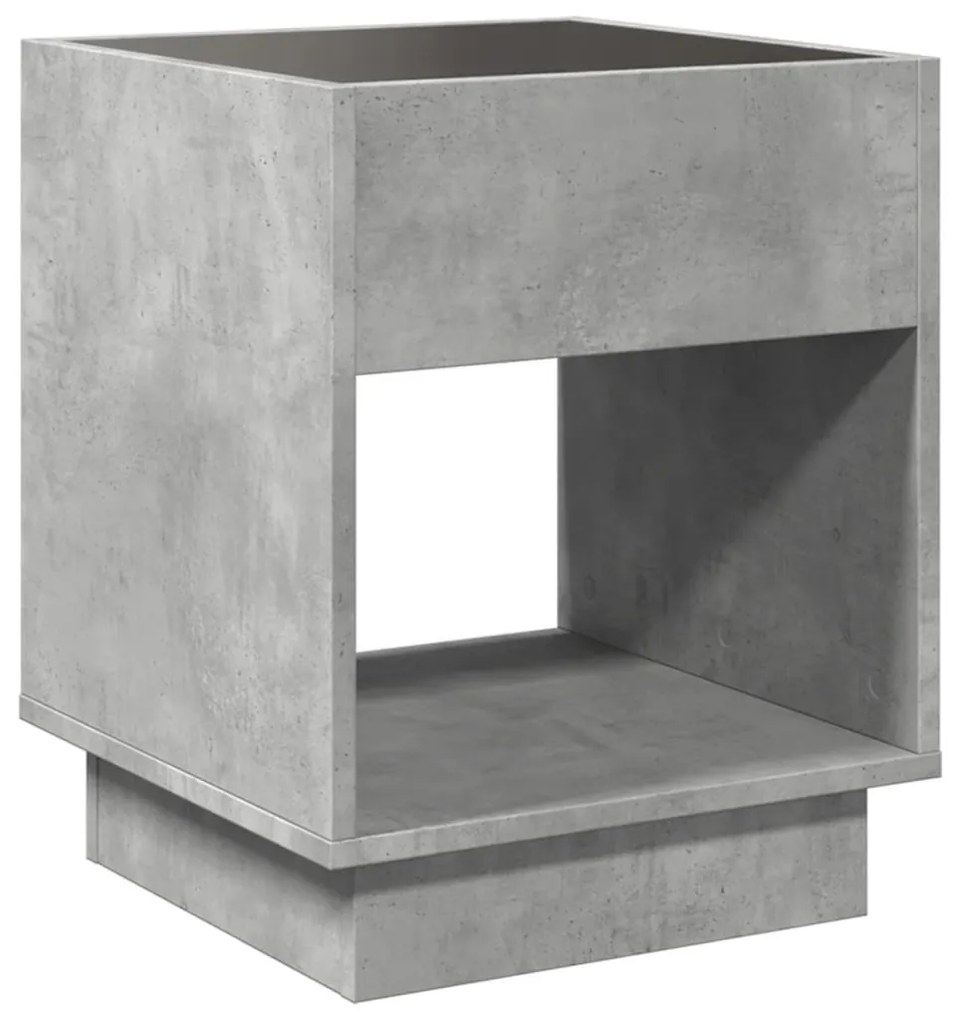 betonszürke végtelen hatású LED-es dohányzóasztal 40x40x50 cm