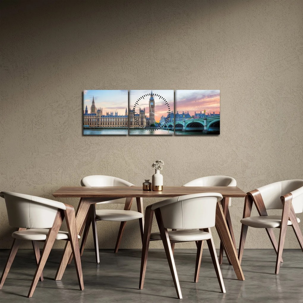 Kép - London pasztell színekben (órával) (90x30 cm)