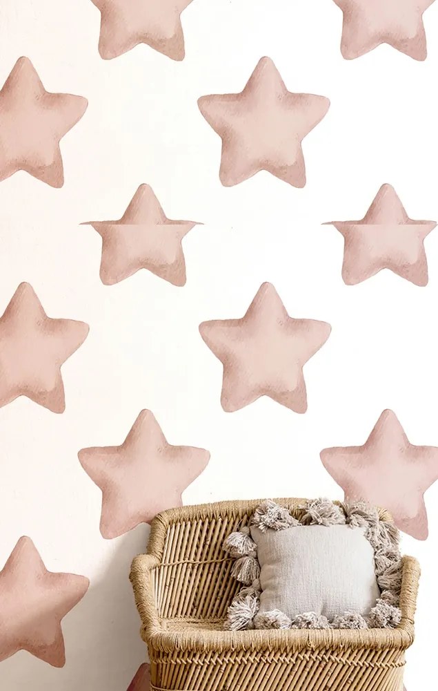 Parato Cristiana Masi Momi Lumi fehér-rózsaszín csillagos vlies tapéta – 4407