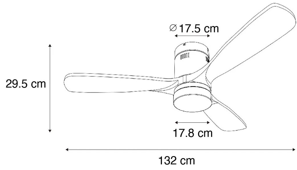 Mennyezeti ventilátor fekete 132 cm LED-del, fényerőszabályzóval és távirányítóval - Sofia