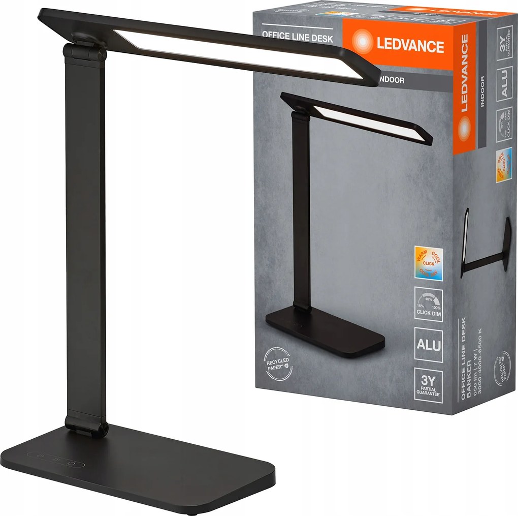 Asztali Led lámpa 7W 418lm Cct Tompítható Fekete Office Line