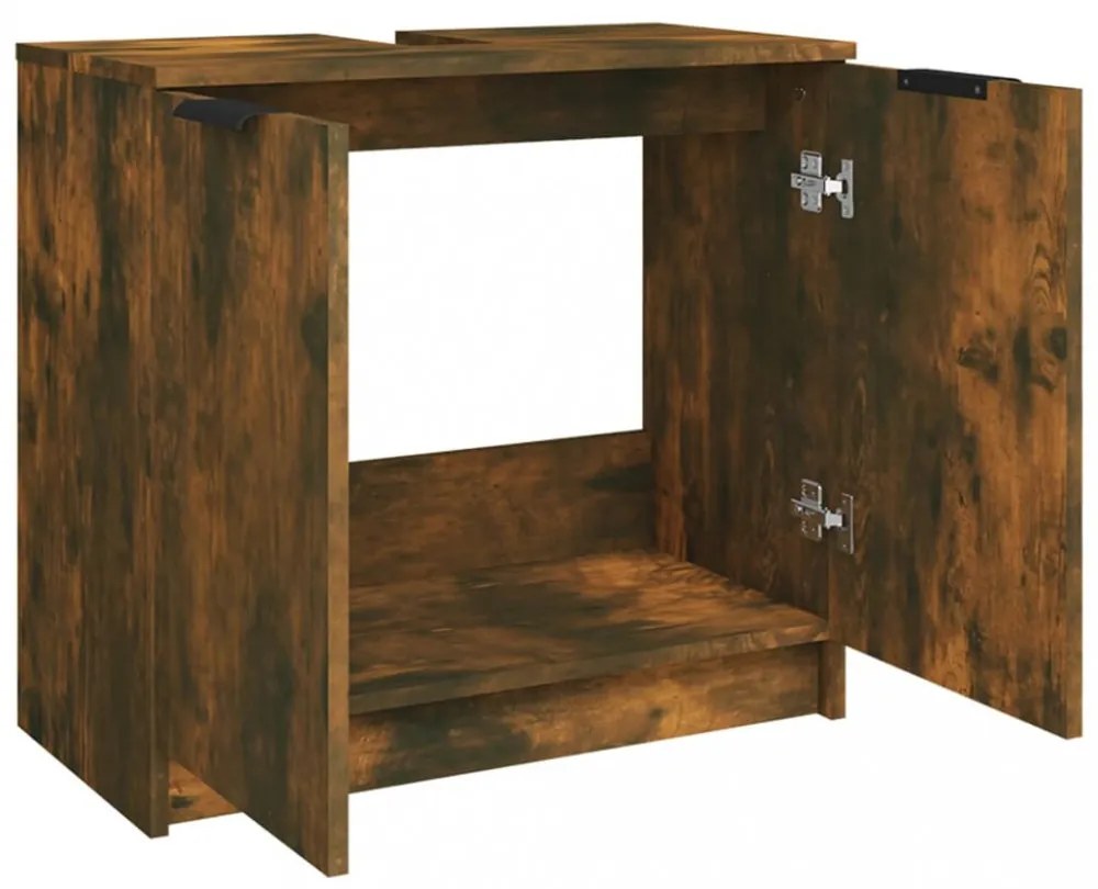 füstös tölgyszínű szerelt fa fürdőszobaszekrény 64,5x33,5x59 cm
