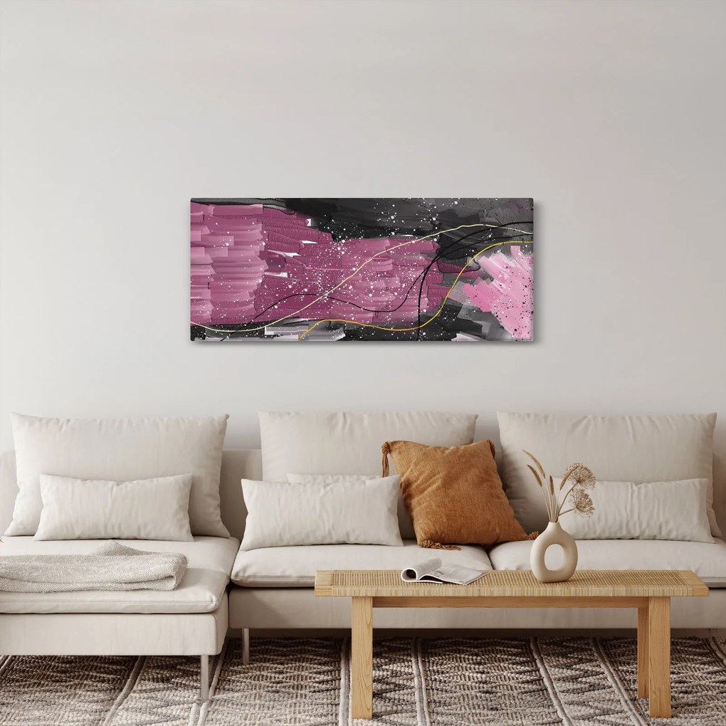 Kép - Rózsaszín-fekete absztrakció (120x50 cm)