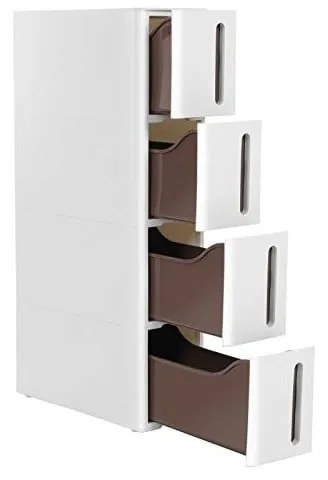 Konyhai tároló polc, 4 fiókos, 45 x 17 x 84 cm | Fehér