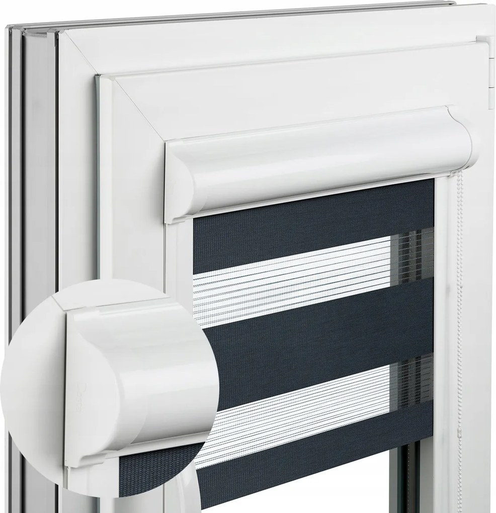 Roló Éjjel-nappal Zebra Kazettában Vezetősínekkel 108x150 cm Különböző Színekben