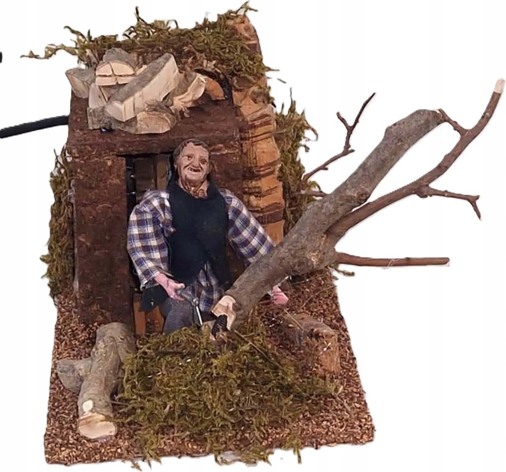 Mozgatható Betlehem Figura 'favágó Felboruló Fával- 12cm-es figurákhoz