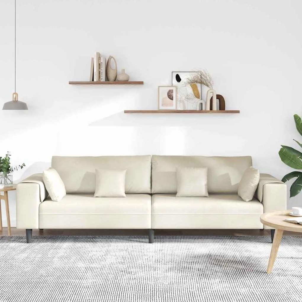 Bársony Kanapé párnával Krém 208 cm Bársony