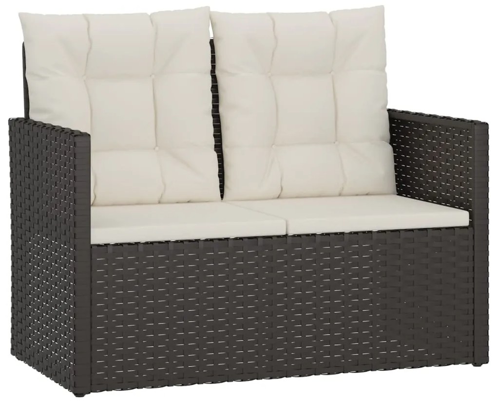 vidaXL fekete polyrattan kerti pad párnákkal 105 cm