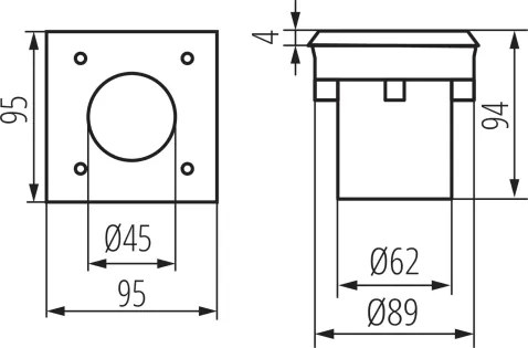 Kanlux 18192 - GORDO kültéri, bejárható LED lámpatest, 1 W, 230 V, 9,5x9,5 cm, IP67, rozsdamentes acél
