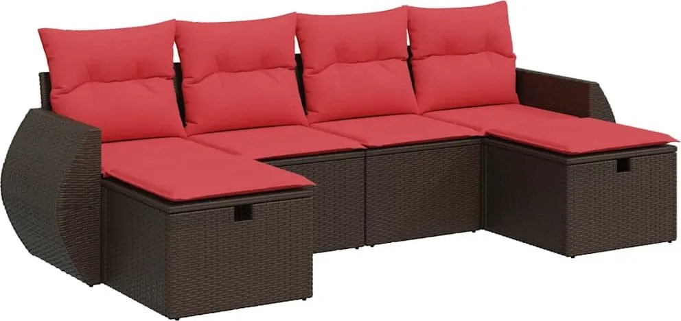 vidaXL 6 részes barna polyrattan kerti ülőgarnitúra párnával
