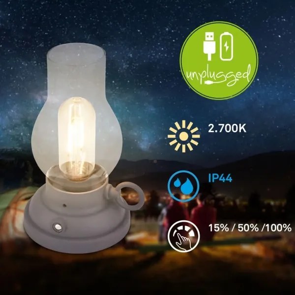 Brilo - KANEA dimmelhető, kültéri, újratölthető LED asztali lámpa 1,5W/5V IP44 1200mAh antracit