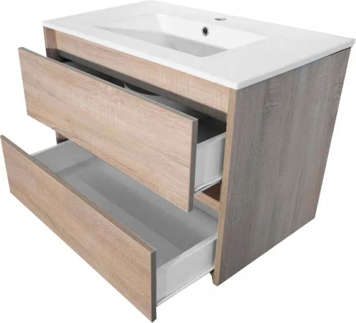 Porto 60 alsó fürdőszoba bútor mosdóval sonoma tölgy színben