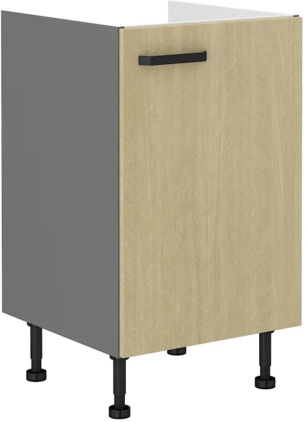 Alsó konyhaszekrény a mosogató alá Scarmi 50 ZL 1F BB (Antracit + Herringbone scandi). 1049757