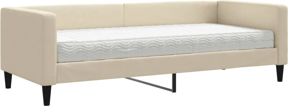 vidaXL krémszínű szövet kanapéágy matraccal 80 x 200 cm