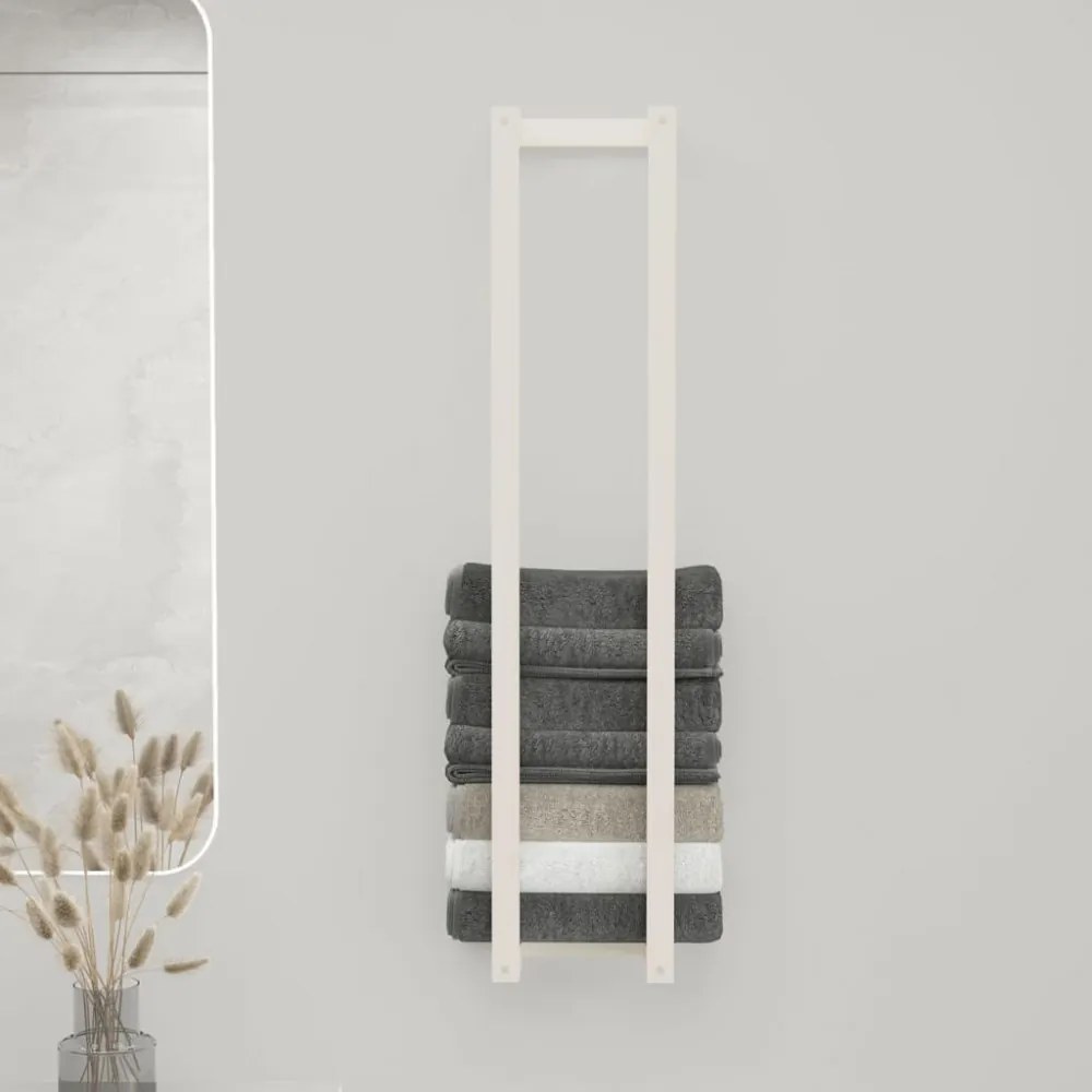 fehér tömör fenyőfa törülközőtartó 23 x 18 x 110 cm