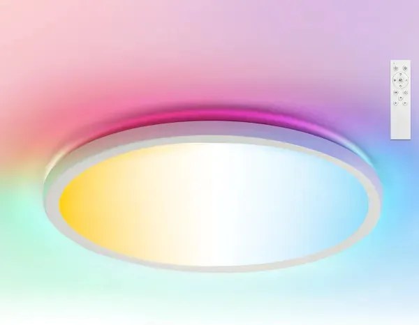 LED Ultravékony Mennyezeti Lámpa 18W RGB+CCT távirányítóval IP44