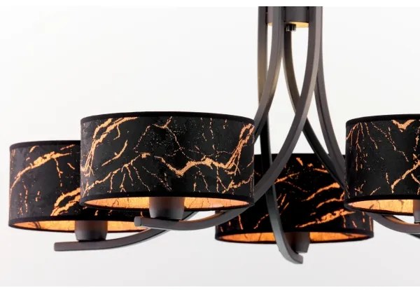 Jupiter 2107- ARTHUR láncos csillár 5xE27/15W/230V fekete/narancssárga/márvány dekor