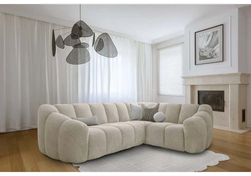 Bézs sarokkanapé (jobb oldali-L alakú) Shell – Miuform