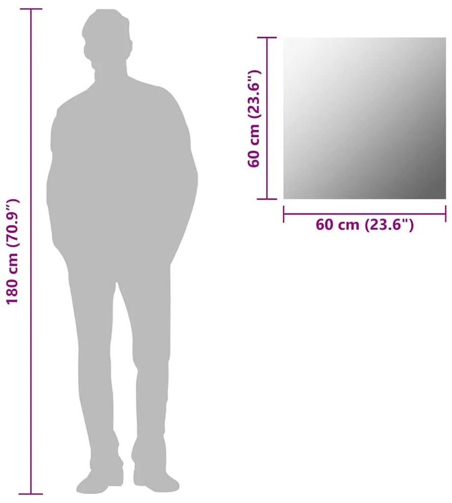 négyzet alakú falitükör 60 x 60 cm