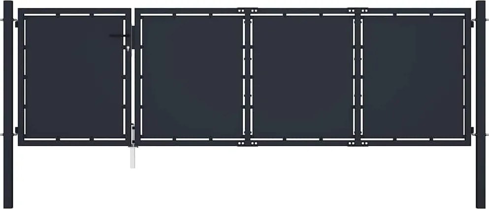 vidaXL antracit színű acél kerti kapu 350 x 75 cm