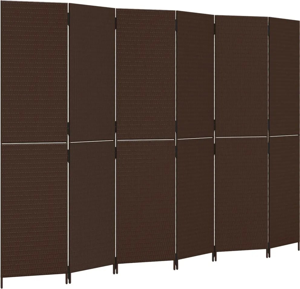 vidaXL barna 6-paneles polyrattan térelválasztó