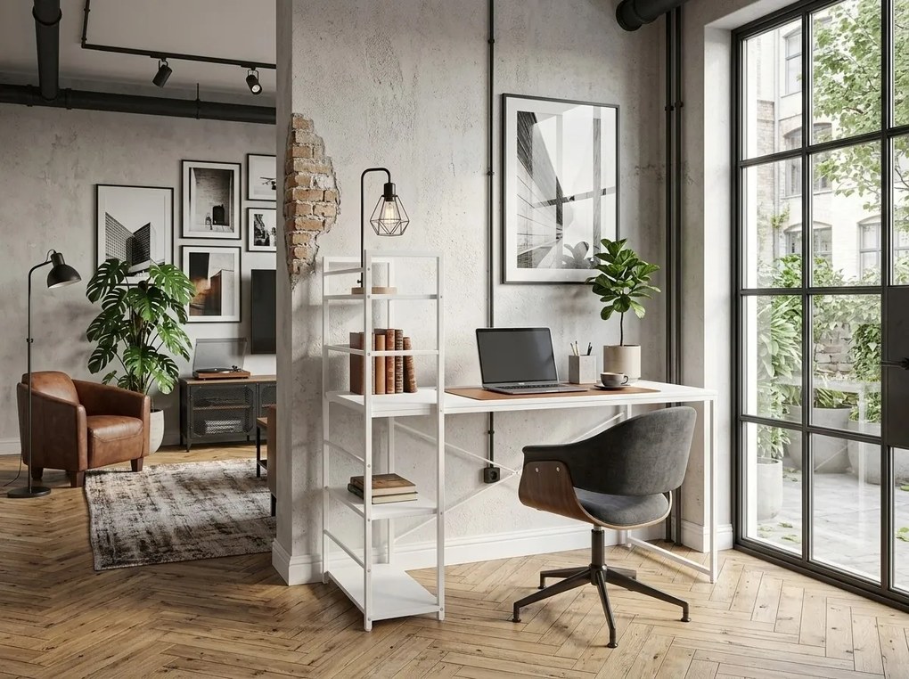 Íróasztal MAX 4.0 polcokkal 120x44 cm, fehér