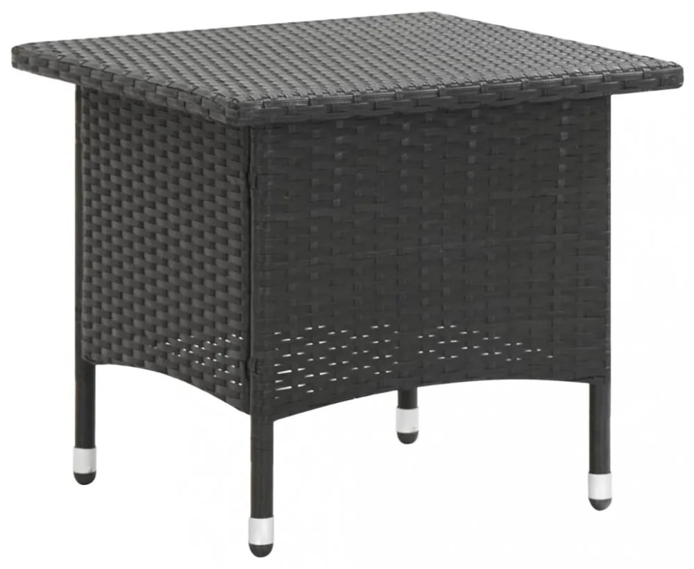 fekete polyrattan teázóasztal 50 x 50 x 47 cm