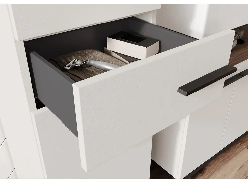 Szürkésbézs fürdőszoba szekrény diófa dekorral 34x123 cm Yonkers - Germania