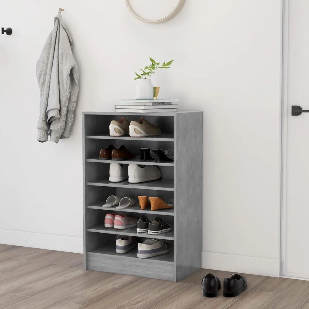 betonszürke szerelt fa cipősszekrény 60 x 35 x 92 cm