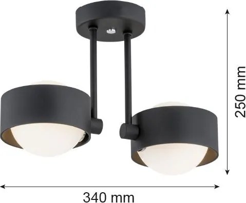 ARGON 7089 MASSIMO PLUS Modern Mennyezeti Lámpa Fekete, Opál Szőnyeg G9 IP44