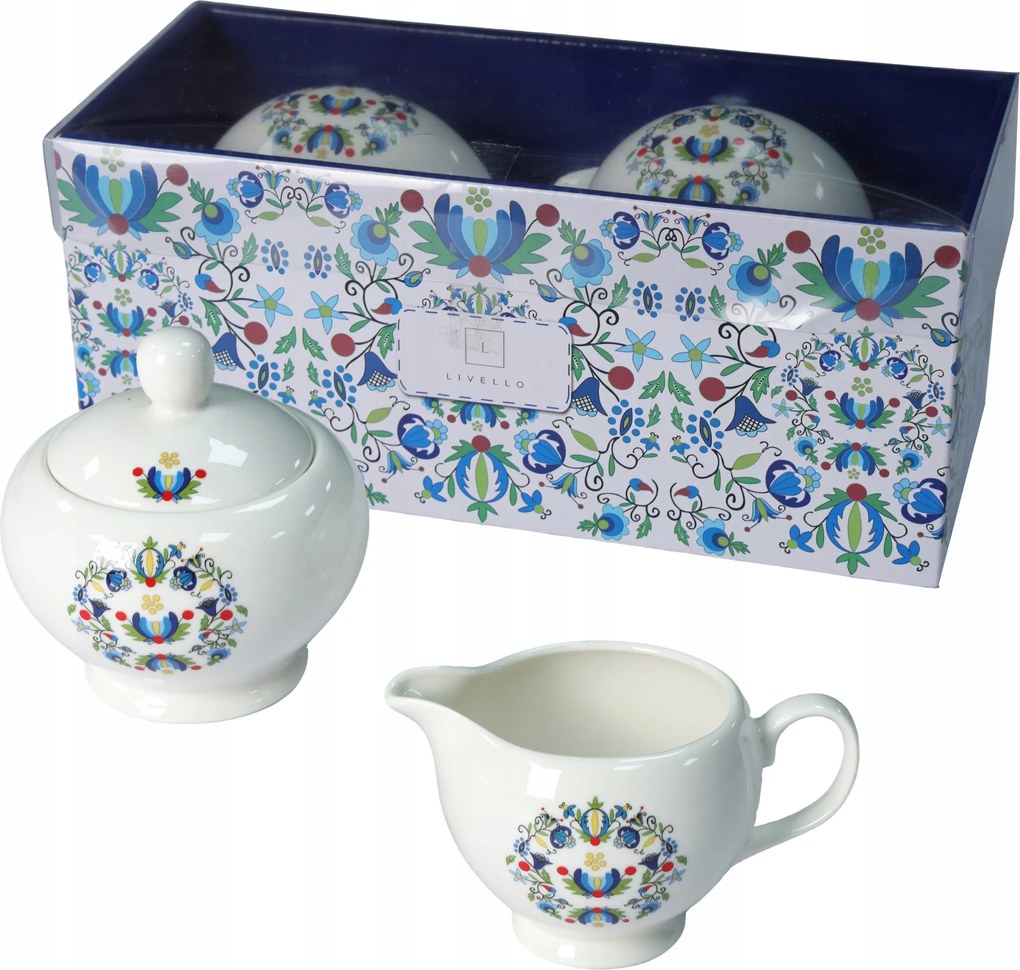 Livello porcelán cukortartó szett 310ml tejeskávé 250ml népi kasub