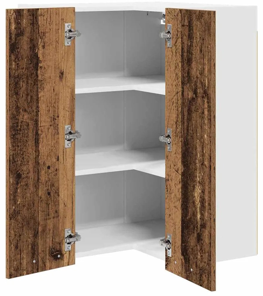 Függő szekrény Riga Régi fa és fehér 57 x 57 x 80 cm Faanyag