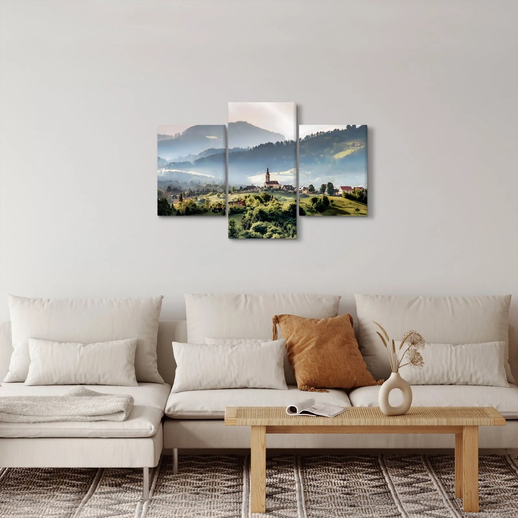 Kép - falu a ködben (90x60 cm)
