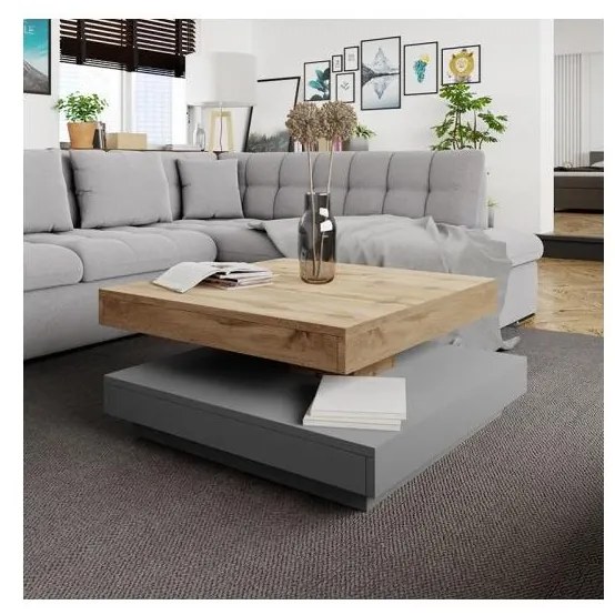 Kávésasztal NENANI 34x70 cm szürke/tölgy wotan